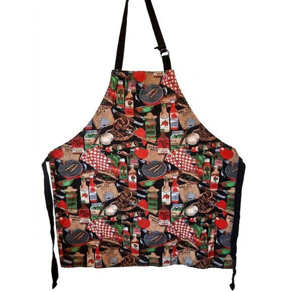 The Unbranded Brand Other - Vintage BBQ Grill Master Apron Cajun Hot Sauce Print Cooking Chef